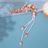 Hårklipp kinesiska klipp Tassel Pearl Floral Hairpin For Women Red Flower Barrettes Vintage Hanfu Cosplay Tiaras Classic Jewelry