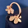 four leaf clover ring Natural Shell Gemstone Gold Plated 18K for woman designer T0P quality diamond official reproductions European size premium gifts 004