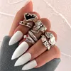 Band Rings Vintage Silver Color Skull Heart Rings Set For Women Men Gothic Chain Retro Rings 2021 Trend Fashion Jewelry P230411