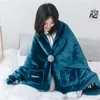 Blankets Super Soft Winter Warm TV Pocket Hooded Sofa Cozy Lazy Blanket Sweatshirt Solid Plush Coral Fleece Outwears