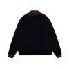 Correct Version c Family 2023 Fw Autumn and Winter New Knitted Red Green Ribbon Standing Collar Sports Long Sleeve Coat for Men Women