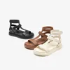 Sandaler Beautoday Summer Gladiator Women Calfskin Leather Open Toe T Bar Strap Hook Loop Ladies Shoes Handmade 07130 230411