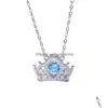 Women Designers Pendant Necklaces Crystal Crown Necklace Anniversary Gift Fashion Pendants Jewelry 2 Colors With Box Drop Delivery Dh7Zb