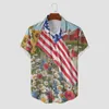 T-shirts pour hommes Casual American Independence Day Patchwork Shirt Short Short à manches courte Bouton Bouteau Top Turn