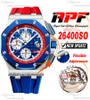 APF 44mm 26400SO A3126 Automatyczne chronografie męskie Watch Red White Indeks Blue Ceramic Rumel Pasp Eksplakla technologia Super wersja PuretimeWatch C3