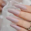 False Nails Extra Long Coffin Fake Matte Nude Pink Frosted Ballerina Ladies Party Pre-designed 24