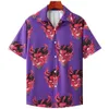 Men s Casual Shirts Hawaiian for Men Cuban Collar Devil Print Fashion Streetwear Summer Short Sleeve Top Trendy Clothing 230411
