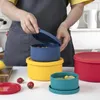 Garrafas de armazenamento redondo de silicone recipiente de alimentos de refeição de cereais de cereais Tigela de preparação de frutas com tampa para criança organizadora de lanche para crianças pequenas