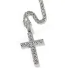 Collar con colgante de cruz de Hip Hop, joyería religiosa ostentosa, Zirconia cúbica completa, regalo para hombres y mujeres