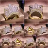 Avec des pierres latérales Mens Iced Out Gold Rings Fivepointed Star Fl Diamond Hip Hop Ring Jewelry Drop Delivery Dhgarden Otxp1