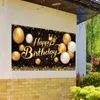 Decorazione per feste Palloncino in oro nero Buon compleanno Sfondo Banner Star Poster Booth Holiday Po Sfondo Decorazione della parete