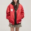 Spelle2023 Autumn New Red Baseball Jersey Women's Fashion Loose in Casual Coat Design Sense