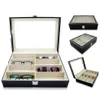 Caixa de armazenamento de óculos de sol dos óculos com imitação de casos de couro de imitação de estampa Organizador de armazenamento de estojo coletor 8 slot2266