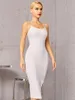 Lässige Kleider Adyce Elegantes weißes ärmelloses Kleid für Frauen 2023 Sommer Sexy Spaghettibügel Promi Club Abend Runway Party