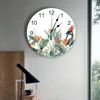 Wall Clocks Ins Style Tropical Plants Parrot Round Clock Modern Design Kitchen Hanging Watch Home Decor Silent