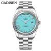 腕時計Cadisen C8185 Iceblue Dial Sapphire Glass Watches Men Japan Miyota8285 Movt Men's Watch Mechanical Automatic Diver Clock 231110