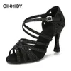 Femmes CINMIDY 667 LATIN DANSE RHINESTONS SOILS BOIND BOOT SALSA Chaussures pour danse Dames Sandals Mariage des femmes Talons Hight 7,5cm 230411