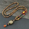 Anhänger Halsketten Boho ethnischer Schmuck Party handgefertigt Horn Fisch Mala Holzperle Nepal Halskette buddhistisch