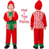 Clothing Sets Kids Boys Christmas Santa Claus Cosplay Costume Red Stripe Winter Xmas Boy Clothes Top Pants Hat 3Pcs Set Performance Costumes 231110