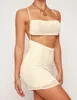 Casual Dresse s Knitted Suspender Fashion Solid Color Hollow Tie up Backless Summer Holiday Beach 230411