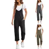 Gym Clothing Womens Solid Suspenders Casual Pants Jumpsuit Pocket For Women