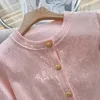 女性のTシャツデザイナー春/夏新しい穏やかな気質ファッションスパンコールデザインスリムソフトガールニットショートスリーブTシャツ女性ZO9V