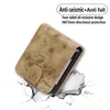 Zflip5 Sakura Bloem Vouwleren kisten voor Samsung Galaxy Z Flip 5 4 3 FLIP5 4 Fashion Luxury Wallet Retro Print Cherry Cat Hard PC Plastic Telefoon Flip Cover Pouch