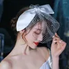 Headpieces Sequined Face-Covering Veil Headband Retro Mesh Black Bow Wedding Bridal Headwear Party Dress Hair Accessories
