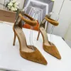 Stiletto shoe dress shoes back zipper Gianvito Rossi wrap toe pointed sandals real leather high heeled shoes ankle band womens shoes luxury designer dinner shoes