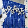 Party Decoratie Blue Black Graduation Tinsel Foil Fringe Gordijn achtergrond Cap Cap Garlands Grad 2023 Leveringen