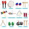 Schlagzeug-Percussion-Musikinstrumente für Kleinkinder mit Tragetasche 12-in-1-Musik-Percussion-Spielzeugset für Kinder mit Xylophon-Rhythmusband Tambourin 230410
