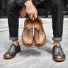 Äkta läder män casual skor handgjorda lyxiga män loafers mockasins andningsbara slip-on mens körskor zapatos de hombre