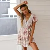 Casual Dresses Beautiful Summer Mini Dress Low-cut Women Bohemia Ruffle Rich Colors Dress-up