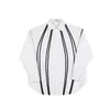 Camisas casuais masculinas homens designer coreano Black Stripe White Splice LOW LONCE MANAGEM LONGO DO RESTIMENTOS OBRESSOS DO VESTIDO