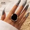 Bandringar Tocona Bohemian Blk Stone Joint Ring for Women Men Charms Dripping Oil Big Joint Ring Gothic Jewelry Cessories 16916 P230411