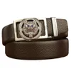 Men's cowhide leather belt wolf pattern automatic buckle belt cowhide belt simple fashion waistband
