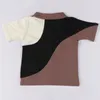 T-shirt Abbigliamento per bambini t neonate e ragazzi colorblock button down top maniche corte bambini lunghi cotone 230411