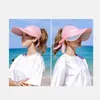Geniş Memlu Şapkalar Şık Lady Yaz Zirveli Şapka Koruma Yüzü Ölçeklenebilir Kadınlar Güneş Vizörü Anti-UV Düz Renkli Hız Giymesi