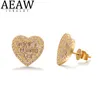 Stud AEAW Classic Heart Shape Earring Top Quality 100% 14k Yellow Gold For Women Jewelry Earrings Engagement 230410