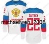 Weng Equipo de la Copa del Mundo Rusia Camisetas de hockey WCH 74 Emelin 72 Bobrovsky 47 Marchenko 42 Anisimov 41 Kulemin 27 Panarin 22 Zaitsev Camisetas