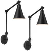 Wandlamp Swing Arm Sconces, 2 stuks, dimbaar met gemonteerde verlichtingsarmaturen in zwart (lampen niet inbegrepen)