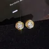 Stud 18k gold 18 k Woman Stud Earrings Unusual Earings Trend Piercing Small Crystal Vintage Ear Cuffs For Party Womens Jewelry 230410