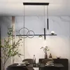 Lustres Nordic Linear Chandelier Iluminação Home Decor Anel Luz para Sala de Jantar Lâmpadas Penduradas Decorações de Vida Estética