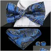 3pcs/مجموعة Classic Paisley Bow Ties مجموعة رجالي أزياء Bowtie Cafflinks مجموعات 17 أنماط حفل زفاف قطرة التسليم DHSNP