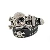 Bling Bling BB Belt Studded Diamond Pu Leather Strap Black Belt med Big Skull Buckle