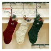 37Cm/46Cm Fashion Personalized Knit Christmas Stocking Gift Bags Acrylic Decorations Xmas Large Decorative Drop Delivery Dhbah