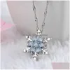 Mode smycken snöflinga hängen halsband blå kristall frysta blomma halsband hängen med droppleverans dh1dv