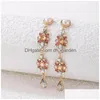 Dangle Kroonluchter Colorf Glanzende Kristallen Steen Oorbellen Voor Vrouwen Bloemen Watervleugel Geometrische Dangle Sieraden Pendiente Dhgarden Dh6As