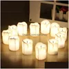 Bougies 12 Pièces Led Bougie Chauffe-Plat Électrique Blanc Chaud Pas Scintillant Mèche Noire Sans Flamme Pour Noël Goutte De Dhbxd