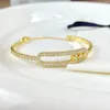 Bangle Yixin Fashion Oval Hollow Out Chain For Women Girl INS Zirconia Crystal Bracelets Wedding Party Jewelry